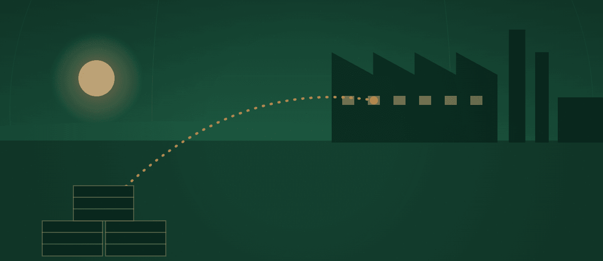 Illustration: biomass bales supplying an industrial plant